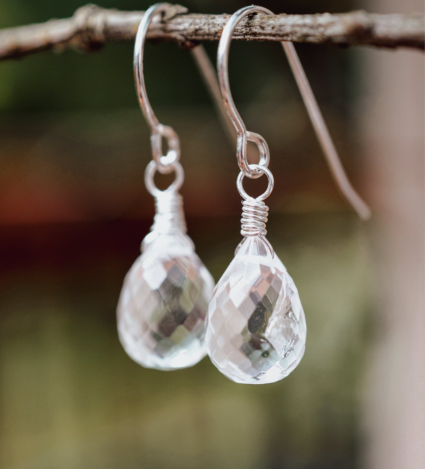 Natural Crystal Quartz Dangle Earrings
