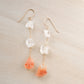 Raw crystal and sunstone earrings. Two clear crystal quartz raw stones are set atop raw, natural sunstone gemstones.