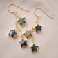 Three labradorite star shaped gemstones hang from each earring. Handmade in 14k gold filled or sterling silver.