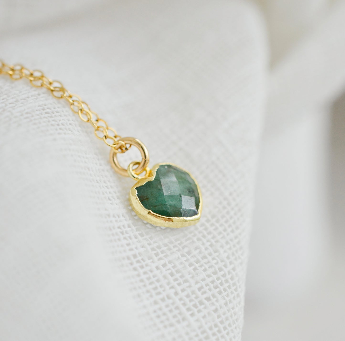 Emerald Heart Pendant in 14k Gold Filled