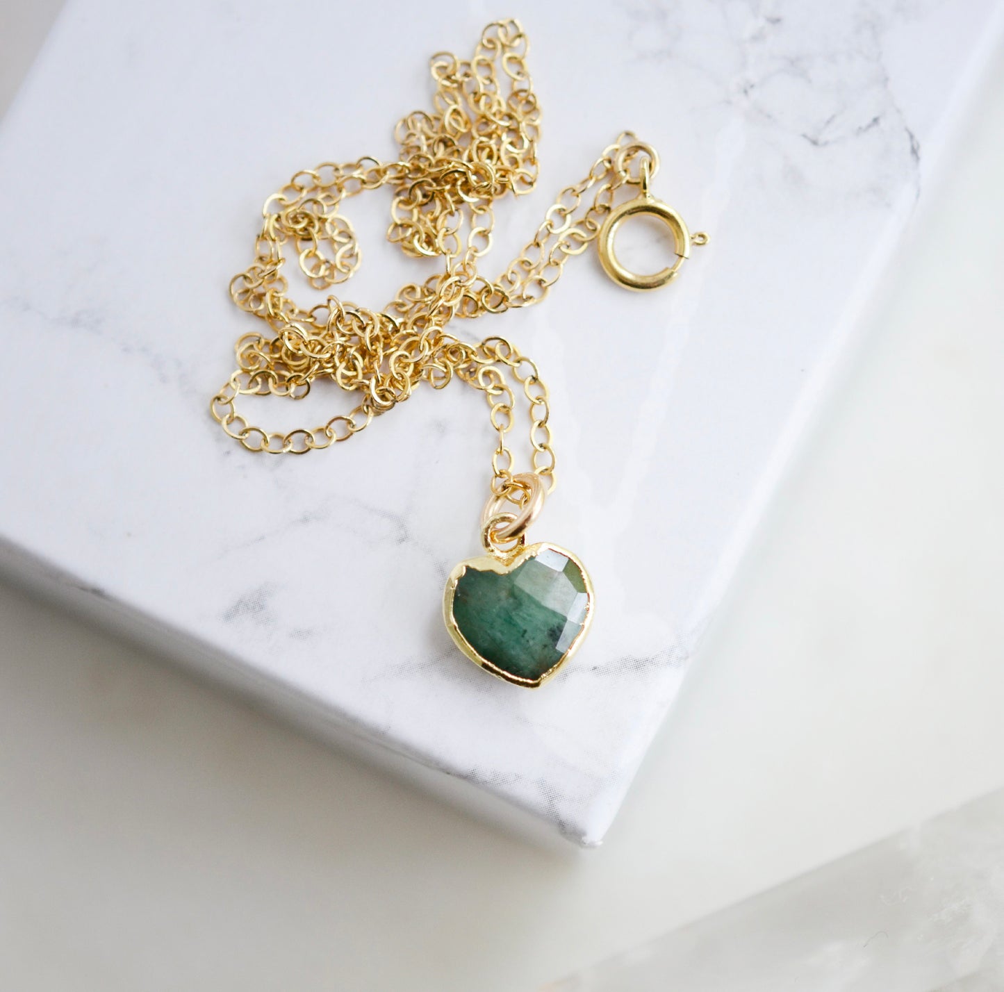 Emerald Heart Pendant in 14k Gold Filled