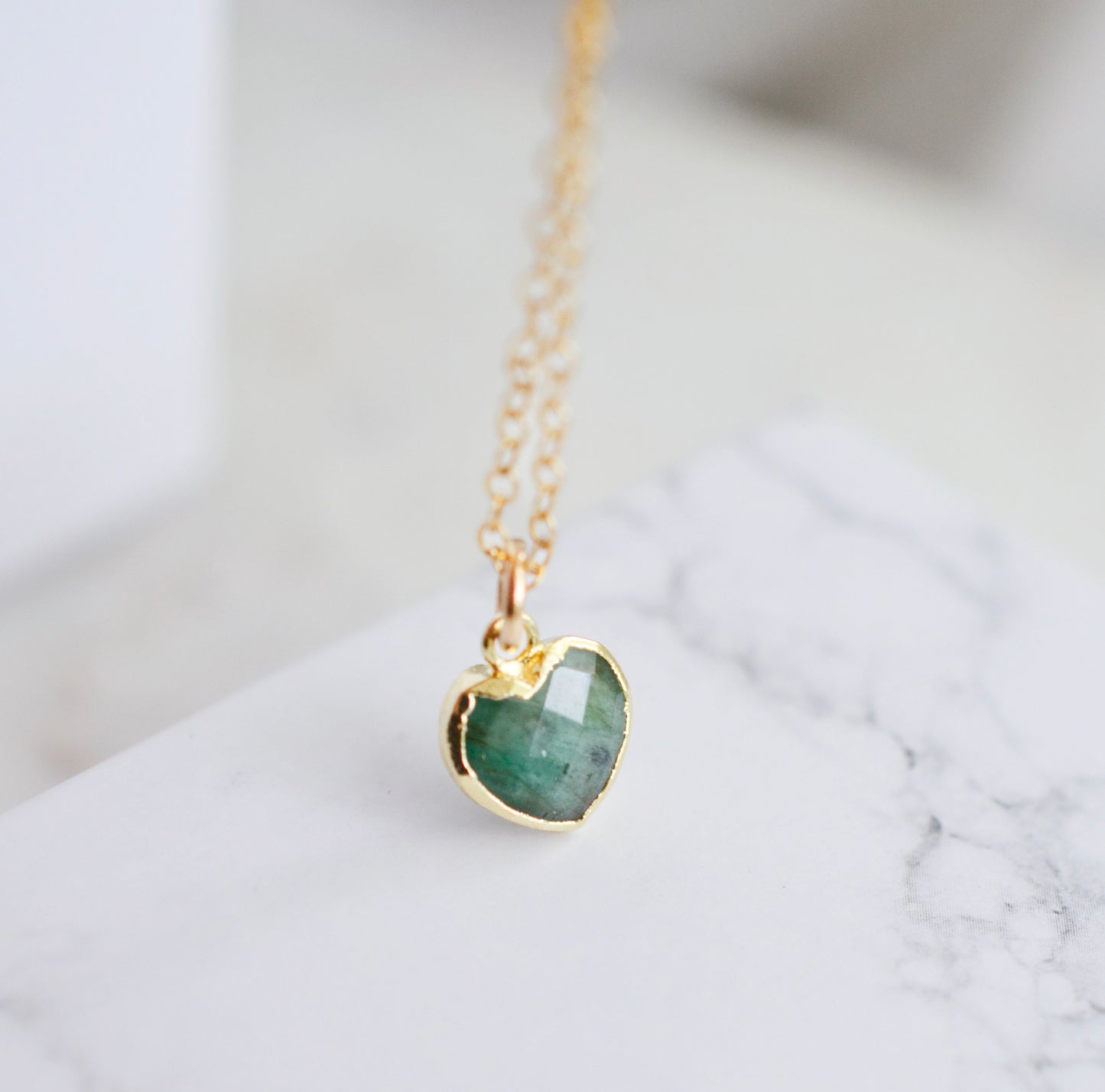 Emerald Heart Pendant in 14k Gold Filled