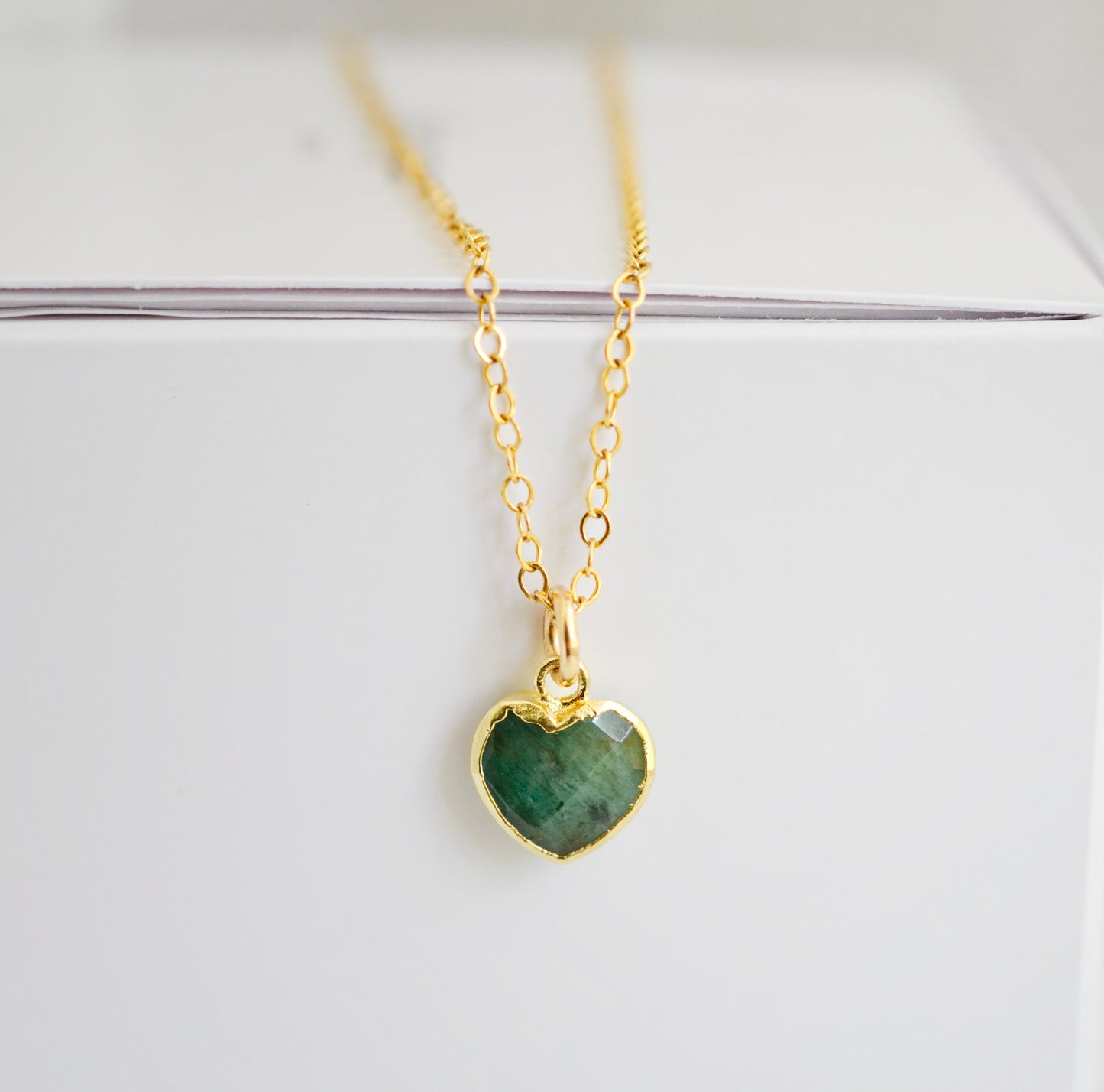 Emerald Heart Pendant in 14k Gold Filled