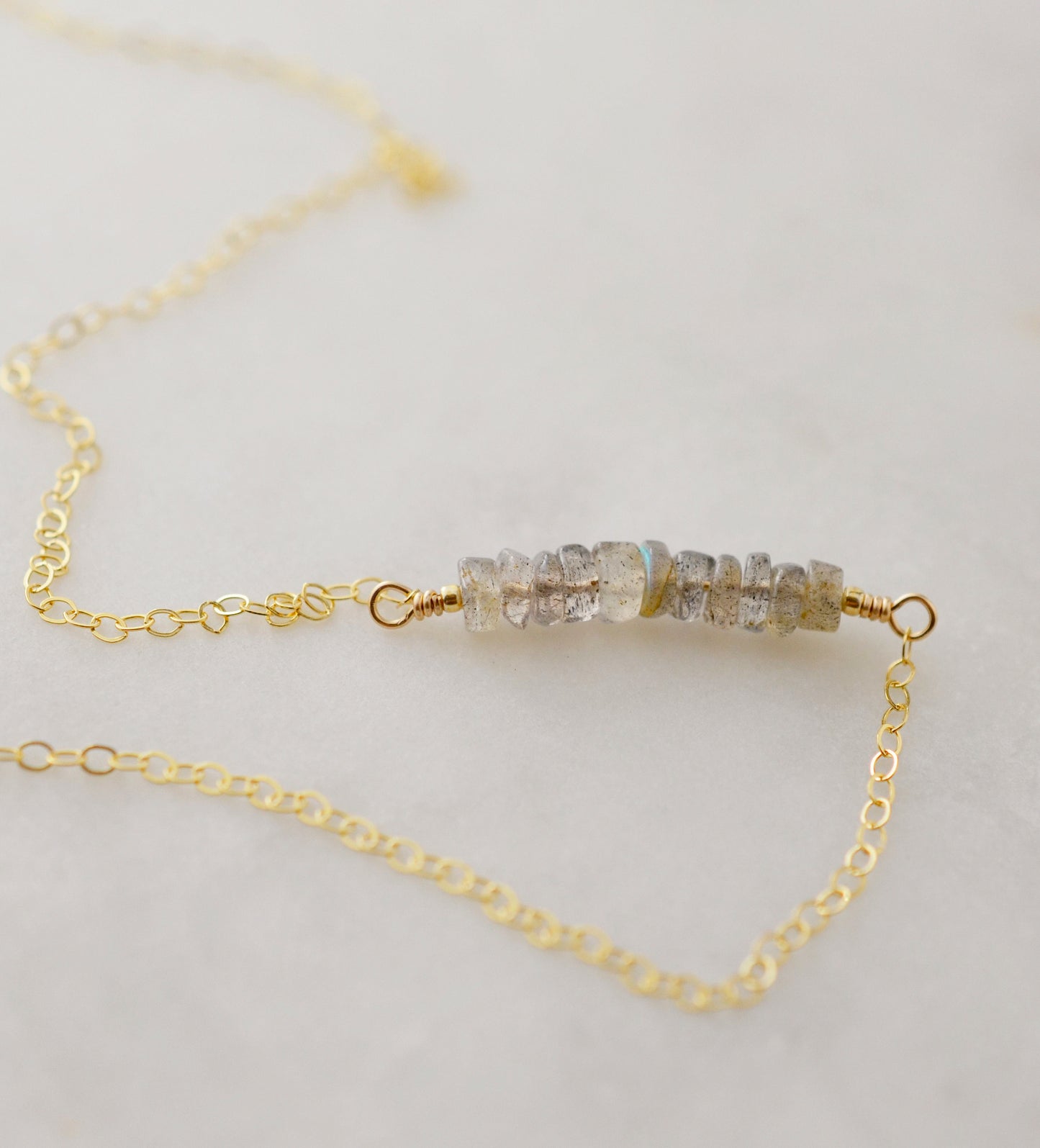 Natural Labradorite Bar Necklace