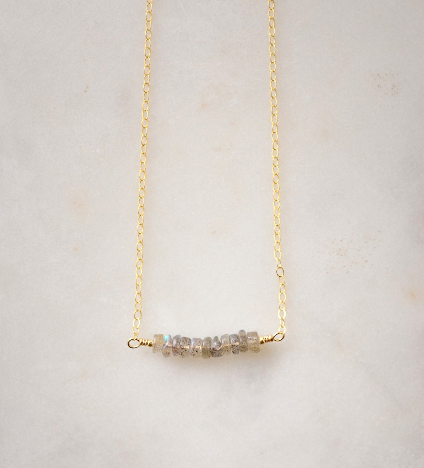 Natural Labradorite Bar Necklace