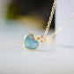 Genuine, real, blue Larimar stone heart necklace. The stone is bezeled in gold and set on a 14k gold filled cable chain. This pendant is a great romantic gift for wife, girlfriend, or valentine's day.