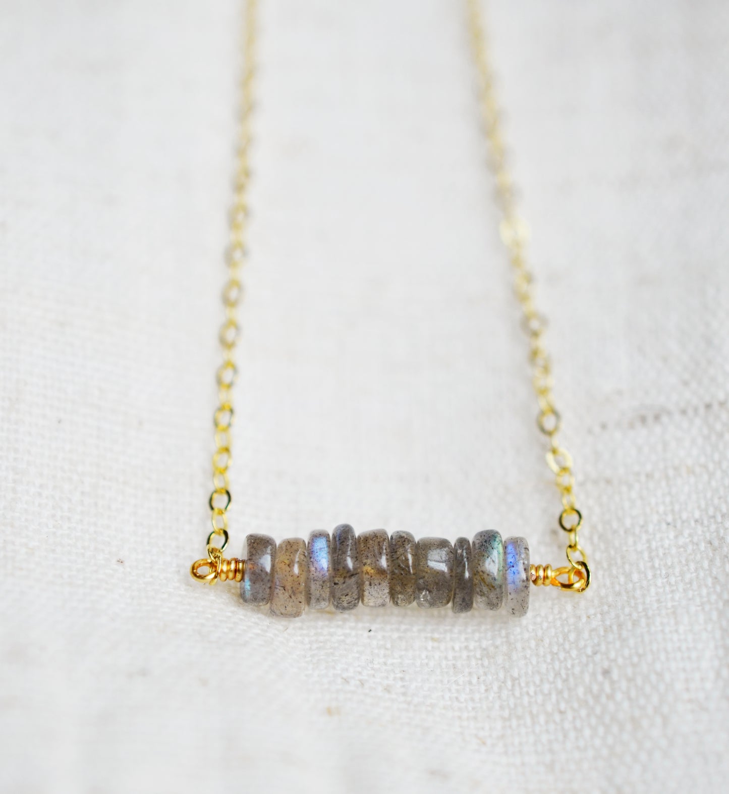 Natural Labradorite Bar Necklace